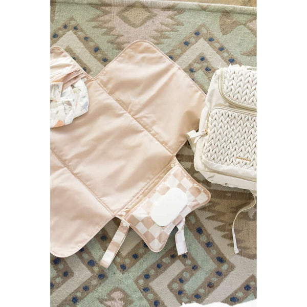 Tiny Twinkle - Portable Nappy Changing Pad - Beige Checkers-Panda Kids and Baby