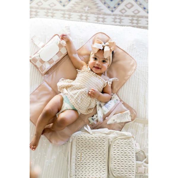 Tiny Twinkle - Portable Nappy Changing Pad - Beige Checkers-Panda Kids and Baby