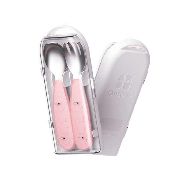 Octoto - Kids Travel Stainless Steel Fork and Spoon Set-Panda Kids and Baby