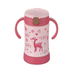 Richell - TLI Stainless Straw Bottle Mug New Version -300ml - Pink Deer water bottle Richell 
