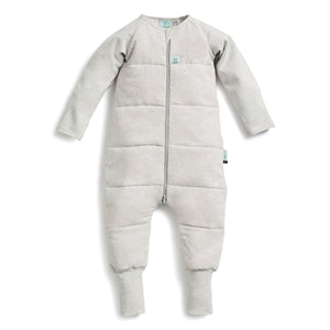 front of grey coloured onesie with long sleeves and legs