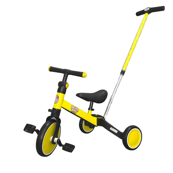 Panda Kids & Baby - 2 in 1 Foldable Balance Bike & Tricycle With Push Bar - Yellow