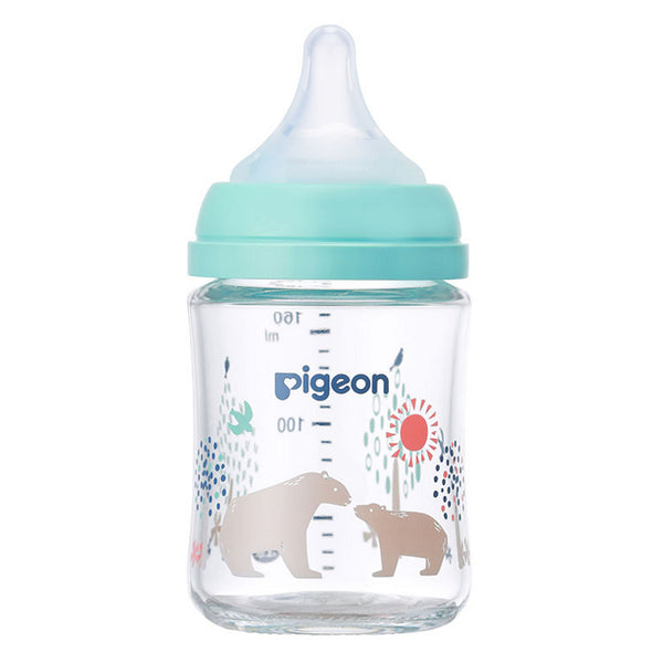 Pigeon - Breast Milk Feeling Heat-Resistant Glass Bottle - 160ml - Bear