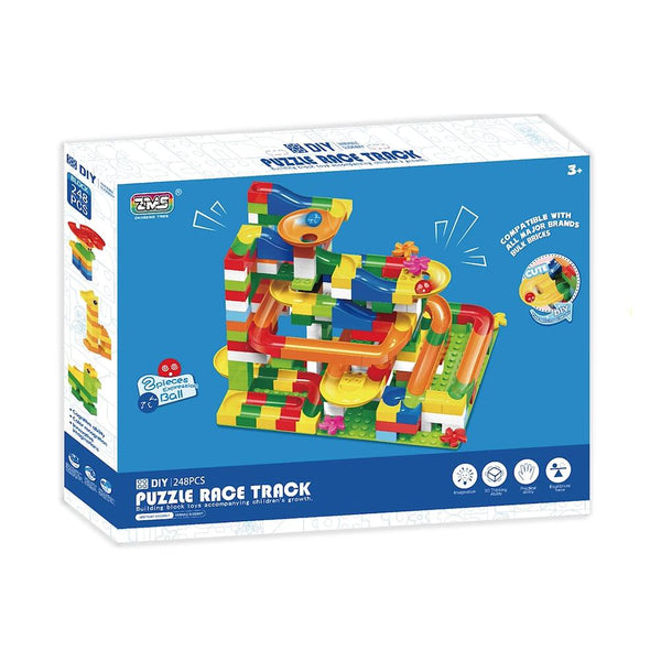 Panda Kids & Baby - Building Blocks Puzzle Race Track - 248pcs-Panda Kids and Baby