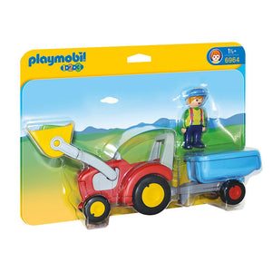 Playmobil - 1.2.3 Tractor with Trailer - PMB6964-Panda Kids and Baby
