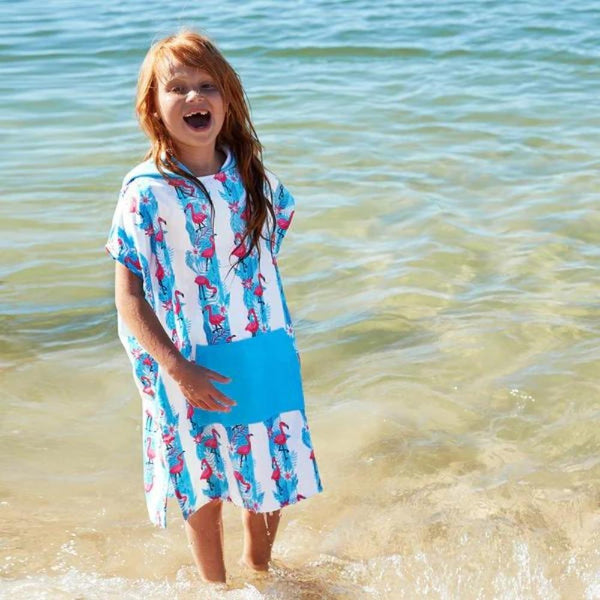 Dock & Bay - Kids Poncho - Quick Dry Hooded Towel - Flamingo Fever