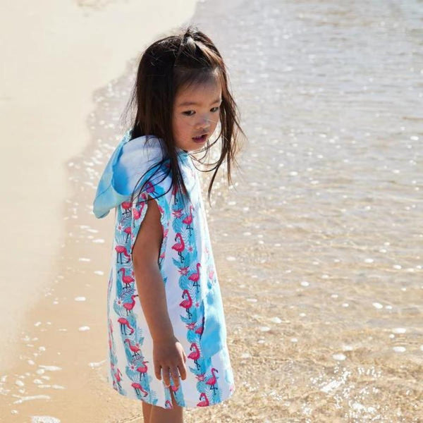 Dock & Bay - Kids Poncho - Quick Dry Hooded Towel - Flamingo Fever