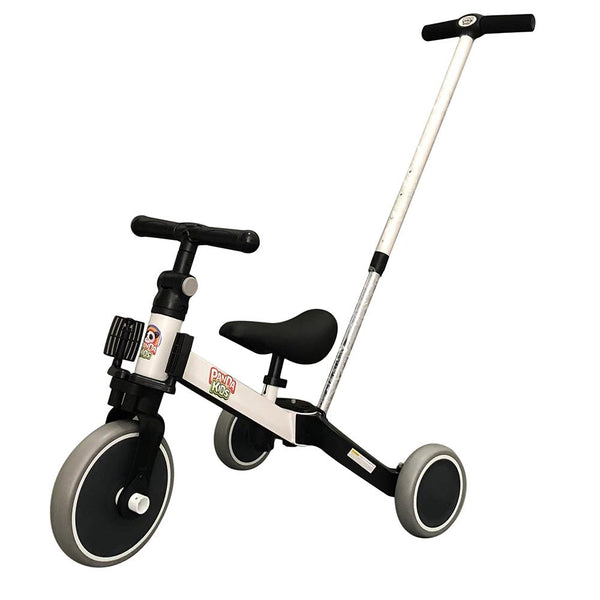 Panda Kids & Baby - 2 in 1 Foldable Balance Bike & Tricycle With Push Bar - White-Panda Kids and Baby