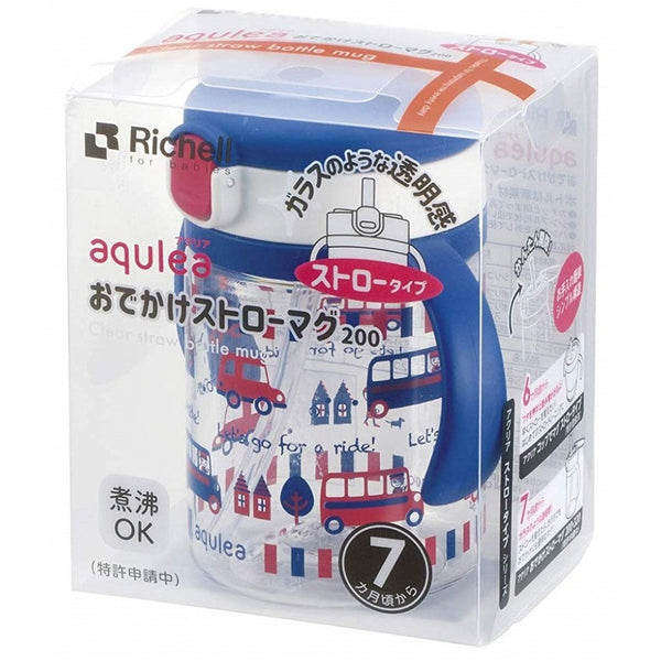 Richell - Aqulea Clear Straw Bottle Mug 200ml - NavyBlue Richell 