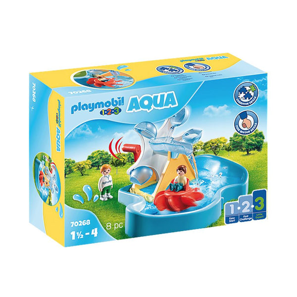 Playmobil - 1.2.3 Water Wheel Carousel-Panda Kids and Baby