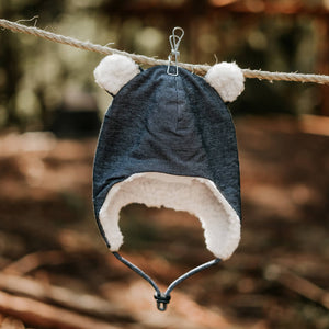 Bedhead Hat - Teddy Fleecy Beanie - Denim-Panda Kids and Baby