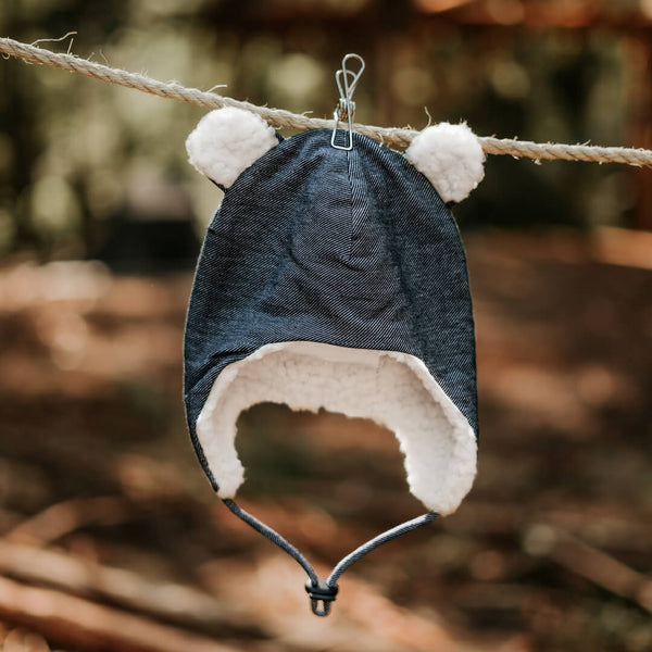 Bedhead Hat - Teddy Fleecy Beanie - Denim-Panda Kids and Baby