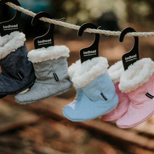 Bedhead Hat - Fleecy Sleepy Booties - Baby Blue Marle-Panda Kids and Baby