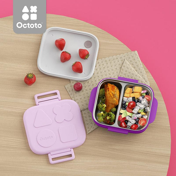 Octoto - Kids Stainless Steel 2 - Compartment Divided Plate Dining Set Plus Feeding Octoto 