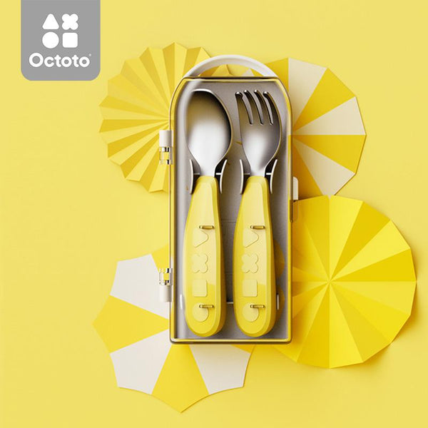 Octoto - Kids Travel Stainless Steel Fork and Spoon Set-Panda Kids and Baby