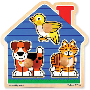 Melissa & Doug - House Pets Knob Puzzle - 3pcs Educational Toys Melissa & Doug 
