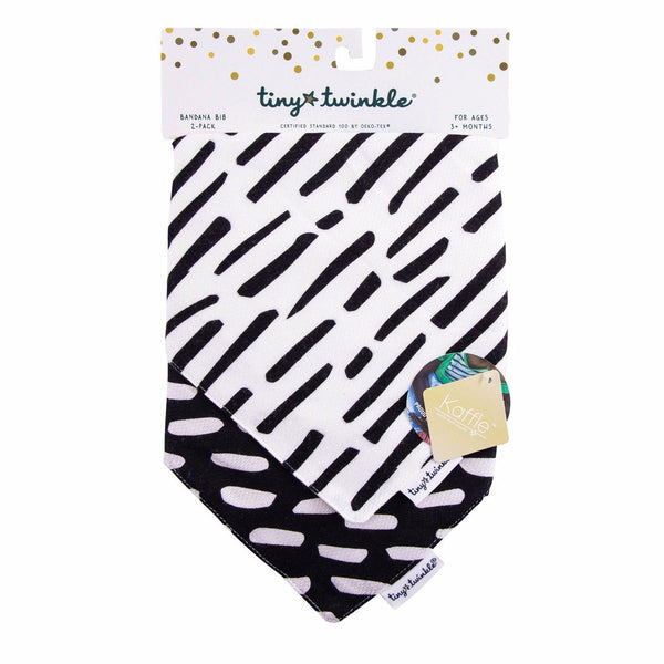 Tiny Twinkle - Bandana Bib - Black & White Set of 2-Panda Kids and Baby