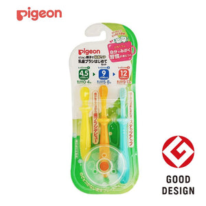 Pigeon - Baby Toothbrush Set - 3pcs - Suitable for 4-12 Months-Panda Kids and Baby