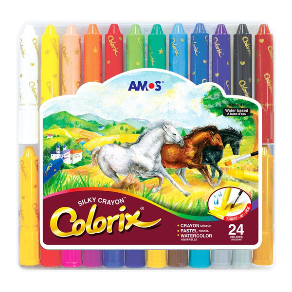 AMOS - Colorix Silky Safe Crayon - 24 Colours Pack-Panda Kids and Baby
