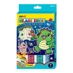 AMOS - Glass Deco - 22ml - Glow in The Dack - 7 Colours Kids Art AMOS 