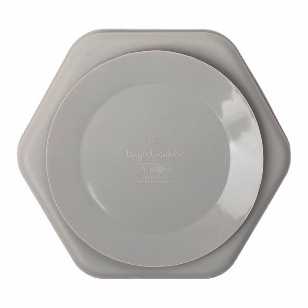 Silicone Suction Plate - Grey Dishware Tiny Twinkle 