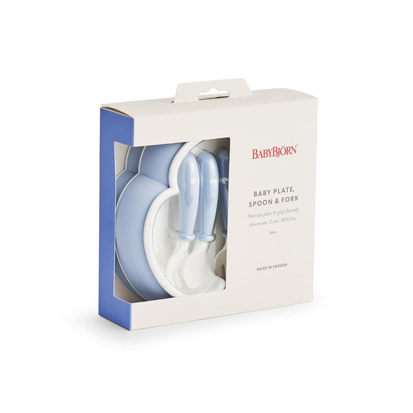 BabyBjörn - Baby Plate, Spoon & Fork – Two Sets - Made in Sweden-Panda Kids and Baby