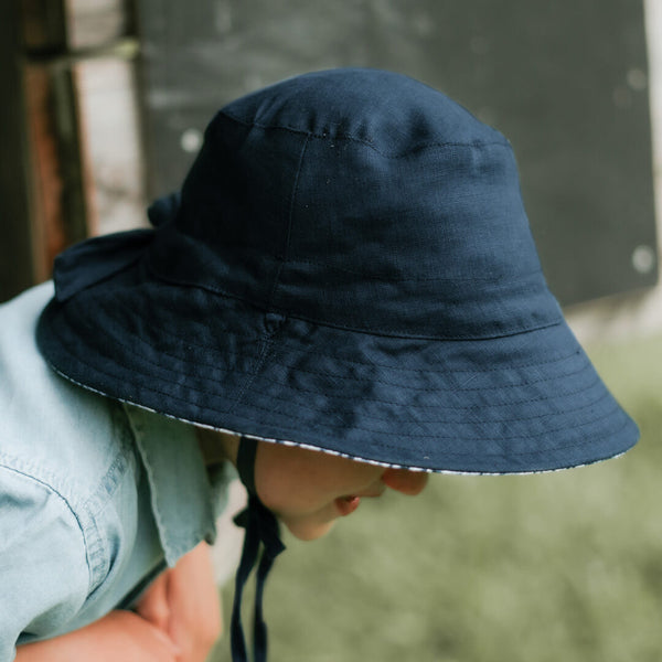 Bedhead-'Explorer' Kids Reversible Classic Bucket Hat - Shibori / Indigo-Panda Kids and Baby