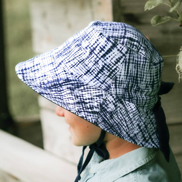 Bedhead-'Explorer' Kids Reversible Classic Bucket Hat - Shibori / Indigo-Panda Kids and Baby