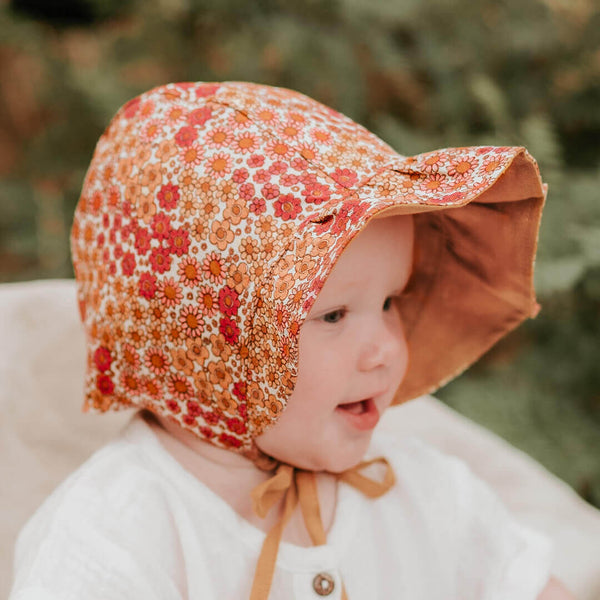 Bedhead Hats - 'Searcher' Reversible Ruffle Bonnet - Melody & Maize-Panda Kids and Baby