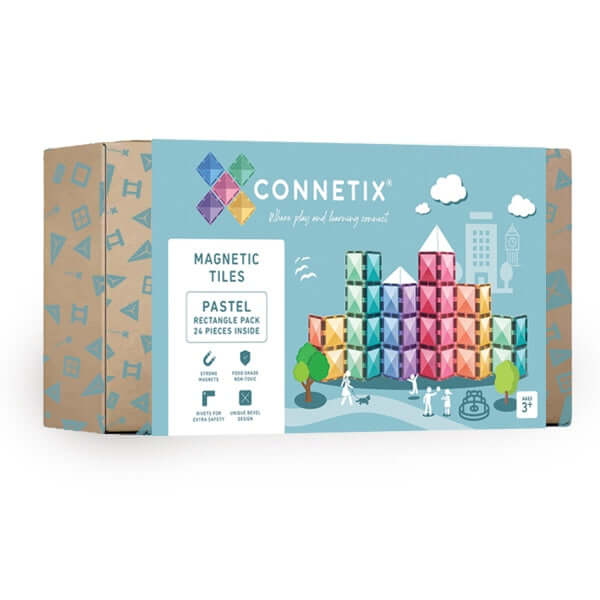 Connetix Tiles - Pastel Rectangle Pack 24 pc-Panda Kids and Baby