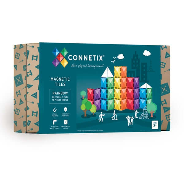 Connetix Tiles - Rainbow Rectangle Pack 18 pc-Panda Kids and Baby