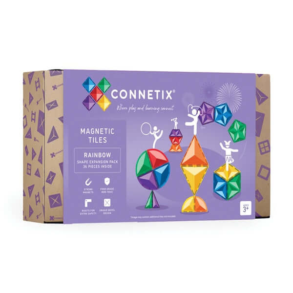 Connetix Tiles - Rainbow Shape Expansion Pack 36 pc-Panda Kids and Baby