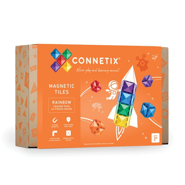 Connetix Tiles - Rainbow Square Pack 42 pc-Panda Kids and Baby