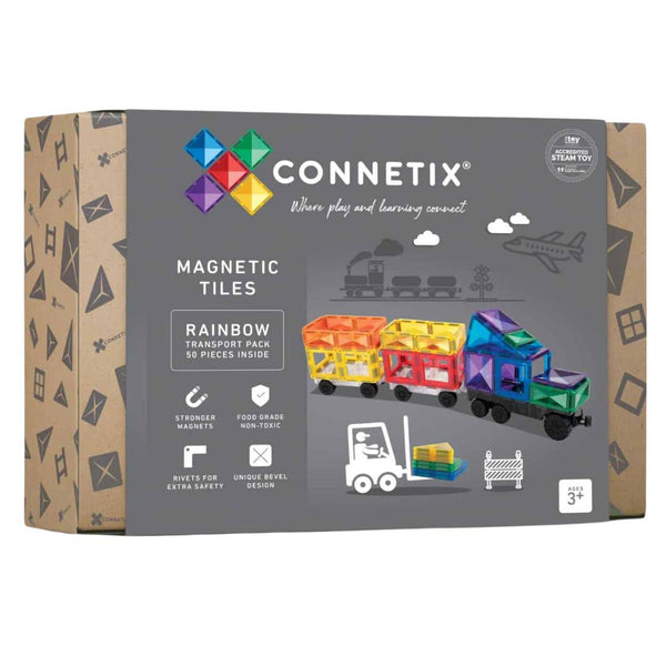 Connetix Tiles - Rainbow Transport Pack 50 pc-Panda Kids and Baby