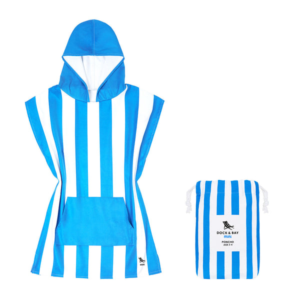 Dock & Bay: Quick Dry Hooded Towel Poncho Mini Cabana Collection - Bondi Blue-Panda Kids and Baby