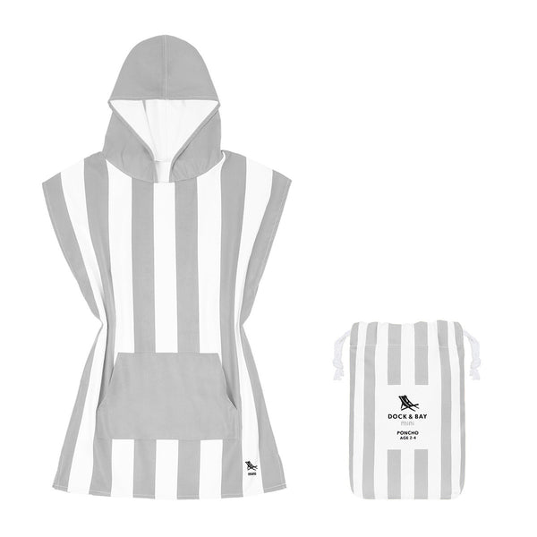 Dock & Bay: Quick Dry Hooded Towel Poncho Mini Cabana Collection - Goa Grey-Panda Kids and Baby