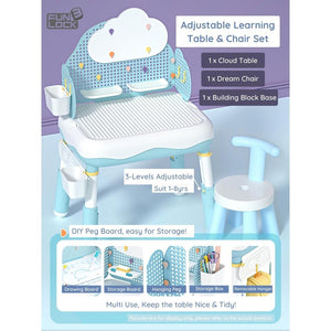FUNLOCK Kids Adjustable Learning Table & Chair Set-Panda Kids and Baby