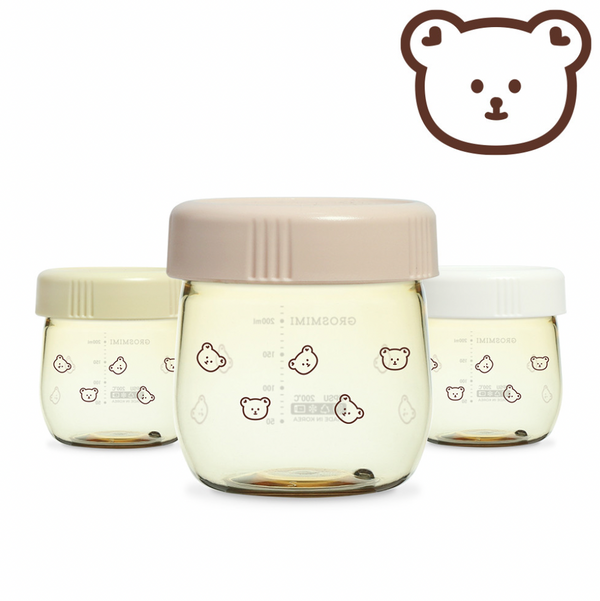 Grosmimi - Bear Edition - PPSU Baby Food Jar Set of 3-Panda Kids and Baby