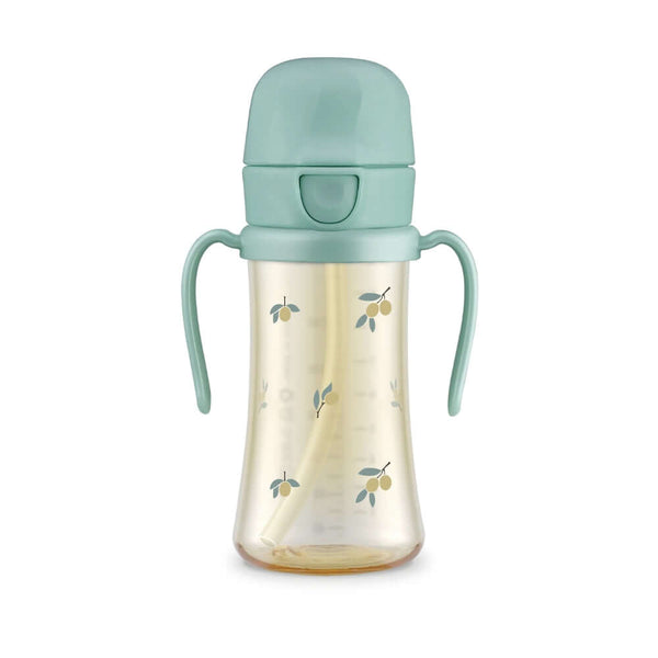 Grosmimi - PPSU Olive Weighted Straw Cup 300ml - Pistachio-Panda Kids and Baby