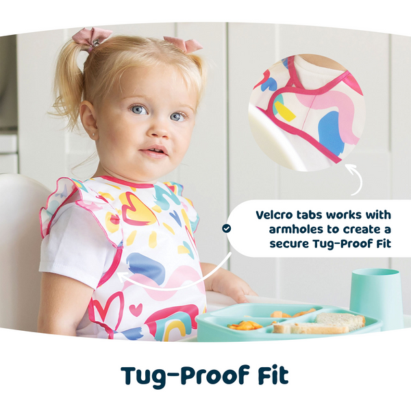 Tiny Twinkle - Mess-proof Apron Bib - Modern Floral with Ruffle