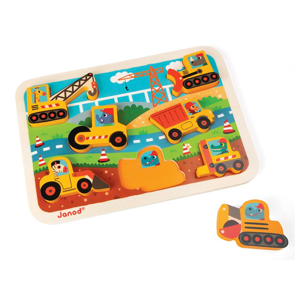 Janod - Construction Chunky Puzzle-Panda Kids and Baby