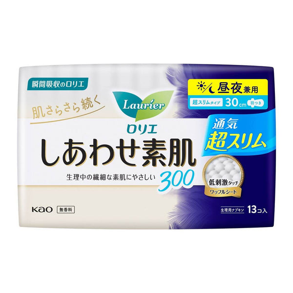 KAO Lauríer - Happy Bare Skin Super Slim Type - for Day and Night Use 30cm With Wings 13 Pieces-Panda Kids and Baby