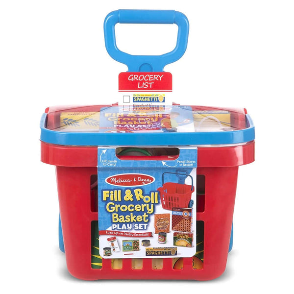 Melissa & Doug - Fill & Roll Grocery Basket Play Set-Panda Kids and Baby