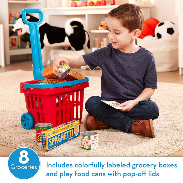 Melissa & Doug - Fill & Roll Grocery Basket Play Set-Panda Kids and Baby