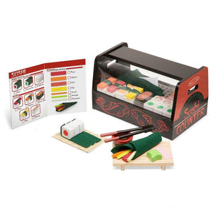 Melissa & Doug - Wooden Sushi Counter Roll Wrap Slice Kitchen Set - 56pcs Pretend Toys Melissa & Doug 