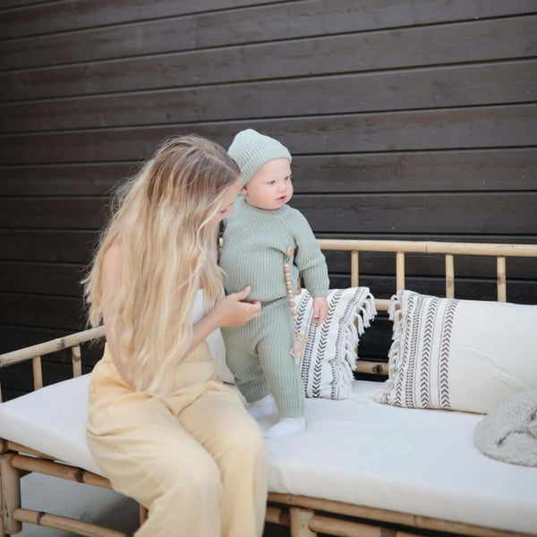 Mushie - Silicone Pacifier Clip - Luna - Dried Thyme-Panda Kids and Baby