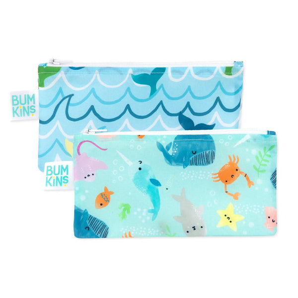 Bumkins - Small Snack Bag - 2 Pack Feeding Bumkins Ocean Life rolling with the waves 