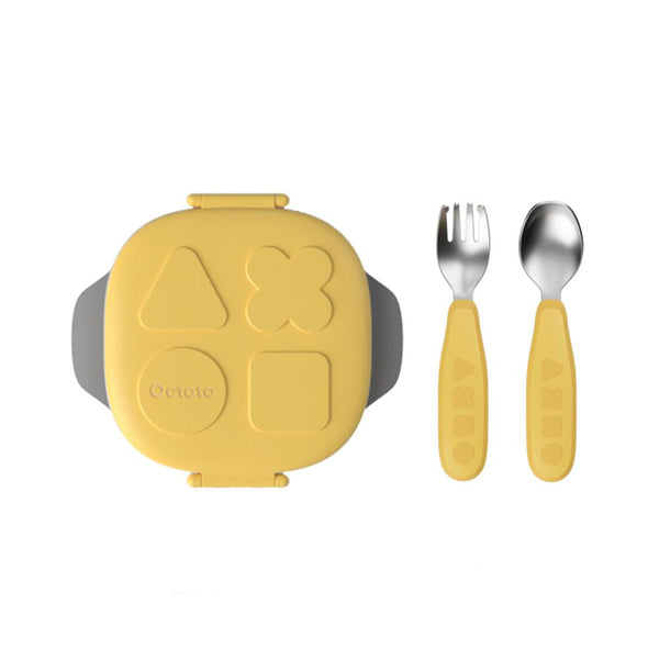 Octoto - Kids Stainless Steel Divided Plate Dining Set - Classic Model Feeding Octoto Shining Yellow 