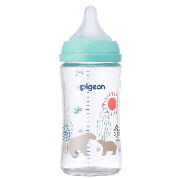Pigeon - Breast Milk Feeling Heat-Resistant Glass Bottle - 240ml - Bear-Panda Kids and Baby