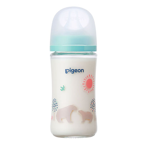Pigeon - Breast Milk Feeling Heat-Resistant Glass Bottle - 240ml - Bear-Panda Kids and Baby